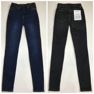 NWT FRAME Le One Teller Dark & Black Wash Organic Cotton Blend Skinny Jeans